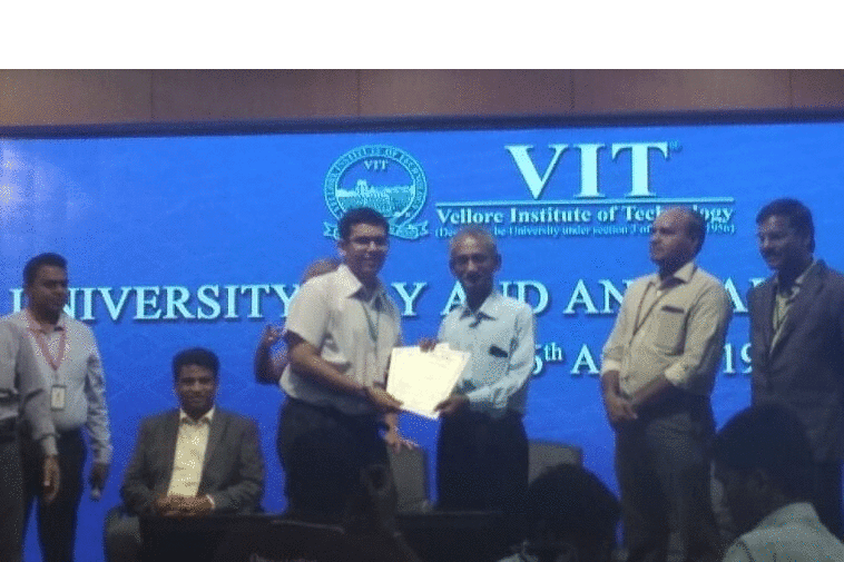 Winning top-10 academic achievement and 100% attendance award at VIT University